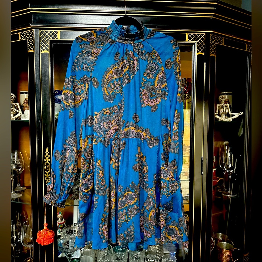 Free People Moonstruck Printed Mini Dress Medium